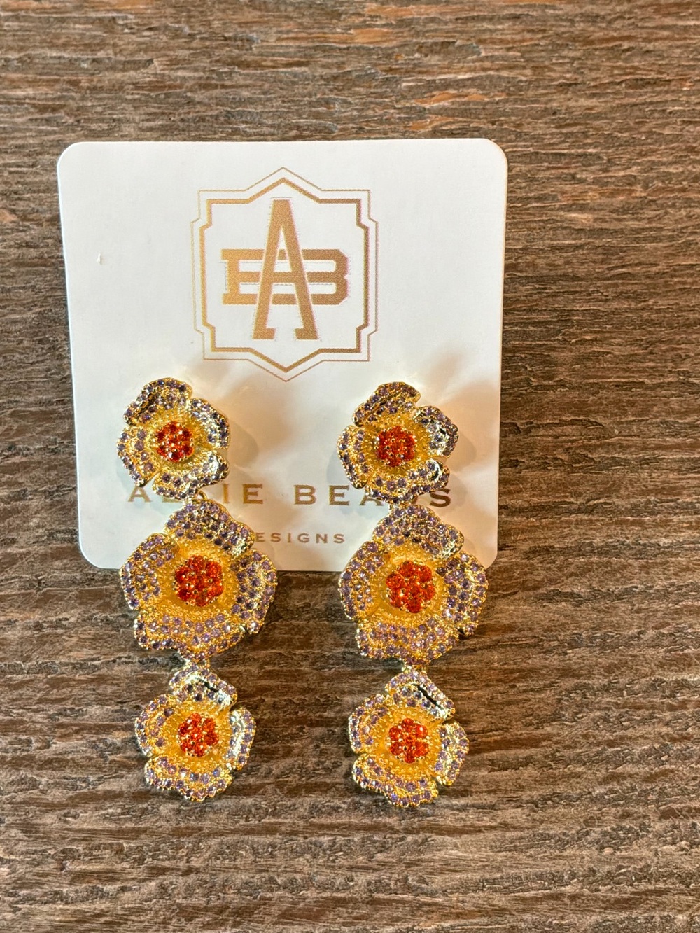 Anthropologie Crystal Flower Dangle Earrings - NWT!